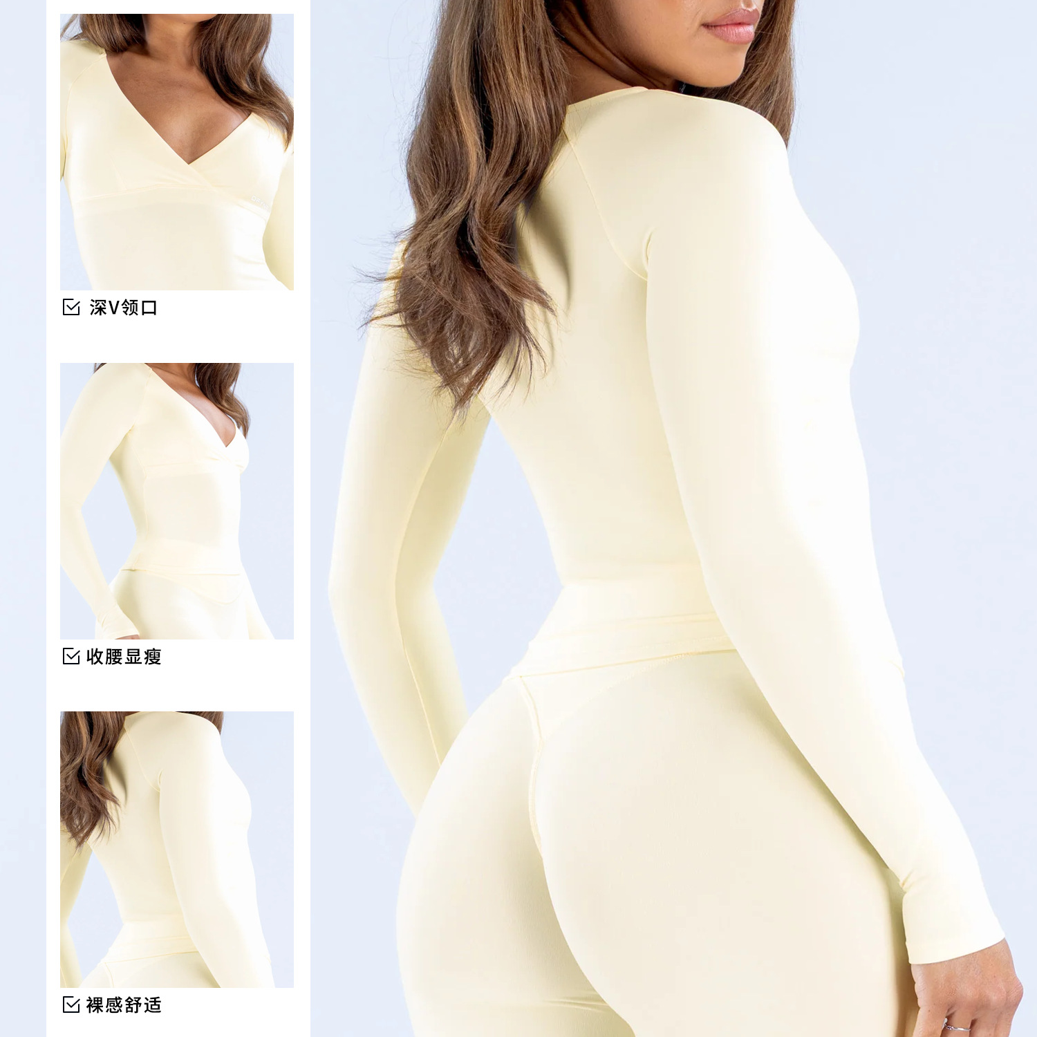 Pilates Yoga Wrap Top - Atasan olahraga lengan panjang V-neck baru