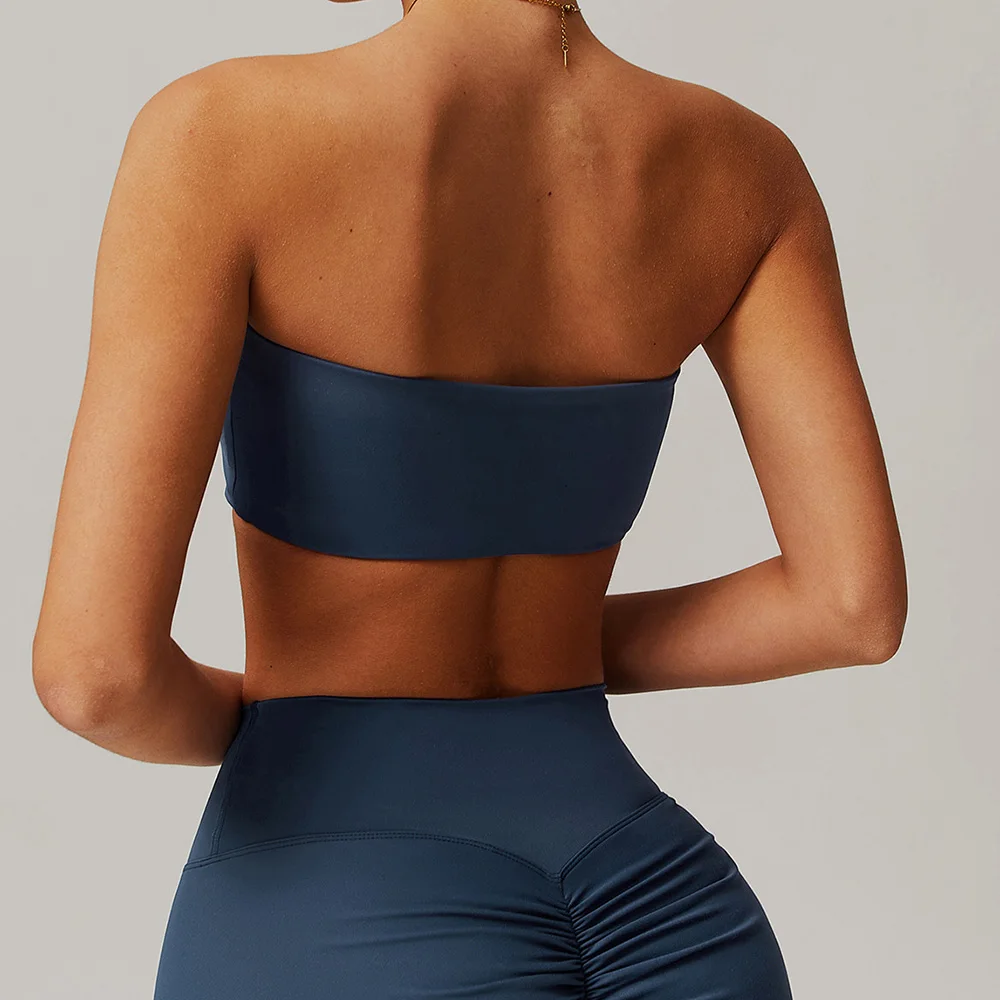 Pilates Yoga Wrap Top - Bra olahraga tanpa tali, seamless, satu