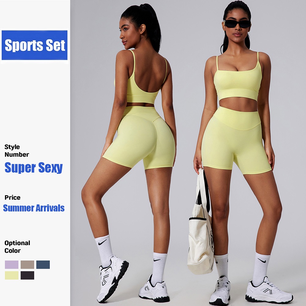 Pilates Yoga Wrap Top - Cloud Hide Setelan Yoga Kuning untuk