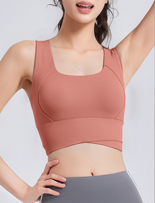 Pilates Yoga Wrap Top - Sport Bra Wanita High Waist Crisscross