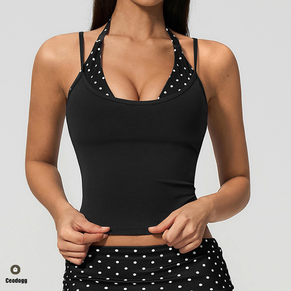 Pilates Yoga Wrap Top - Tank Top Yoga Halter Tali Wanita