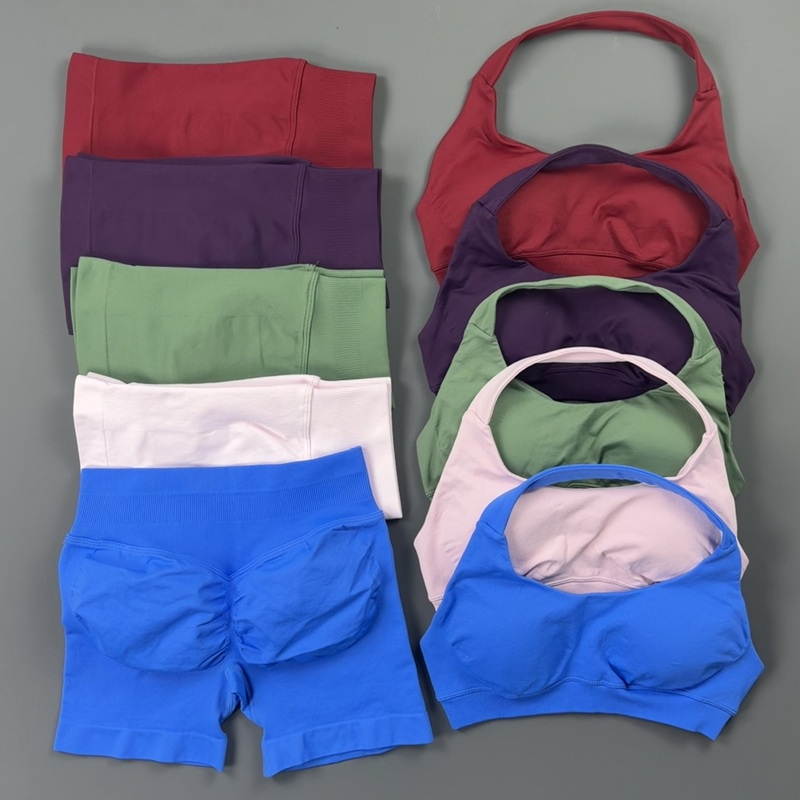 Pilates Yoga Wrap Top - 2 Buah Set Olahraga Histello Wanita,