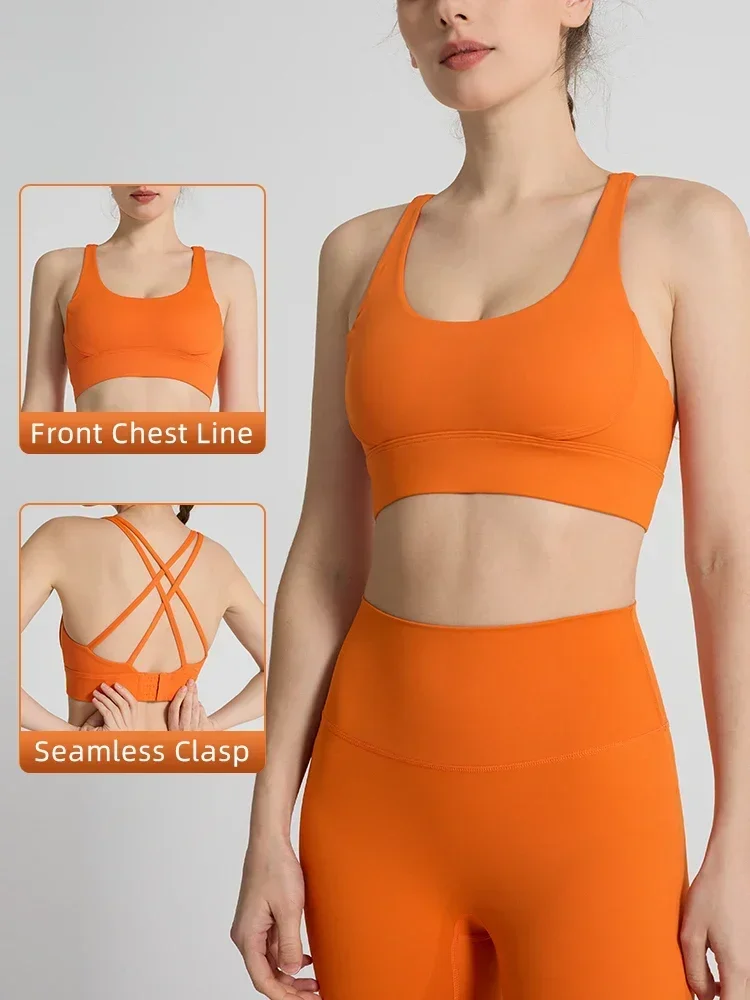 Pilates Yoga Wrap Top - Bra olahraga wanita warna polos, tali