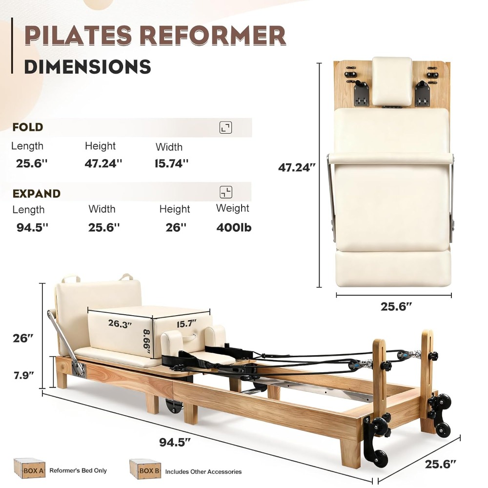 Reformer Pilates Kayu Lipat 94 - Pilates Reformer Spring ulasan dan harga